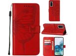 Galaxy S20 Case, Butterfly Relief Flip Custodia In Pelle Con Slot Per Schede E Stand Per Samsung Galaxy S20 Rosso