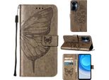 Tecno Camon 19 Pro 5G Case, Butterfly Relief Custodia In Pelle Flip Con Slot Per Schede E Stand Per Tecno Camon 19 Pro 5G Grey