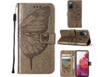 Galaxy S20 Fe 4G Case, Butterfly Relief Flip Custodia In Pelle Con Slot Per Schede E Stand Per Samsung Galaxy S20 Fe 4G / 5G Grigio