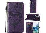 Galaxy S20 Case, Butterfly Relief Flip Custodia In Pelle Con Slot Per Schede E Stand Per Samsung Galaxy S20 Viola