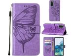 Galaxy S20 Case, Butterfly Relief Flip Custodia In Pelle Con Slot Per Schede E Stand Per Samsung Galaxy S20 Viola