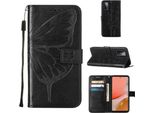 Galaxy A72 4G Case, Butterfly Relief Flip Custodia In Pelle Con Slot Per Schede E Stand Per Samsung Galaxy A72 4G / 5G Nero