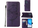 Tecno Camon 19 Neo Case, Butterfly Relief Flip Custodia In Pelle Con Slot Per Schede E Supporto Per Tecno Camon 19 Neo Viola