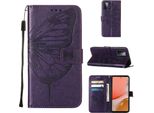 Galaxy A72 4G Case, Butterfly Relief Flip Custodia In Pelle Con Slot Per Schede E Stand Per Samsung Galaxy A72 4G / 5G Viola