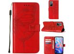 Xiaomi Poco M4 Pro 5G Case, Butterfly Relief Flip Custodia In Pelle Con Tasche Per Carte E Stand Per Xiaomi Poco M4 Pro 5G Rosso
