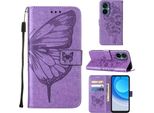Tecno Camon 19 Neo Case, Butterfly Relief Flip Custodia In Pelle Con Slot Per Schede E Supporto Per Tecno Camon 19 Neo Viola