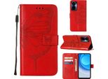 Tecno Camon 19 Pro 5G Case, Butterfly Relief Flip Custodia In Pelle Con Slot Per Schede E Stand Per Tecno Camon 19 Pro 5G Rosso