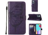 Galaxy A52 5G Case, Butterfly Relief Flip Custodia In Pelle Con Slot Per Schede E Stand Per Samsung Galaxy A52 4G / 5G / A52S 5G Viola