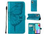 Galaxy A52 4G Case, Butterfly Relief Flip Custodia In Pelle Con Slot Per Schede E Supporto Per Samsung Galaxy A52 4G / 5G / A52S 5G Blu