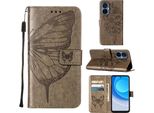 Tecno Camon 19 Neo Case, Butterfly Relief Flip Custodia In Pelle Con Slot Per Schede E Supporto Per Tecno Camon 19 Neo Grigio