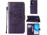 Tecno Camon 19 Pro 5G Case, Butterfly Relief Flip Custodia In Pelle Con Slot Per Schede E Supporto Per Tecno Camon 19 Pro 5G Viola