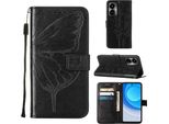 Tecno Camon 19 Case, Butterfly Relief Flip Custodia In Pelle Con Slot Per Schede E Stand Per Tecno Camon 19 Nero