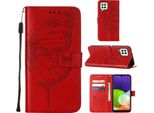 Galaxy A22 4G Case, Butterfly Relief Flip Custodia In Pelle Con Slot Per Schede E Stand Per Samsung Galaxy A22 4G Rosso