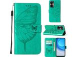 Tecno Camon 19 Case, Butterfly Relief Flip Custodia In Pelle Con Slot Per Schede E Supporto Per Tecno Camon 19 Verde