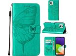 Galaxy A22 4G Case, Butterfly Relief Flip Custodia In Pelle Con Slot Per Schede E Supporto Per Samsung Galaxy A22 4G Verde