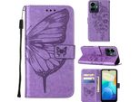 Vivo Y77 5G Case, Butterfly Embossing Flip Leather Card Holder Custodia Protettiva In Pelle Con Supporto Per Vivo Y77 5G Purple