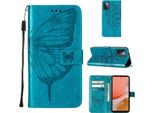 Galaxy A72 4G Case, Butterfly Relief Flip Custodia In Pelle Con Slot Per Schede E Stand Per Samsung Galaxy A72 4G / 5G Blu
