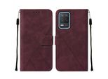 Custodia In Pelle Flip Per Oppo Realme 8 5G / Realme V13 5G / Narzo 30 5G Custodia Design Portafoglio Con Goffratura, Porta Carte E Supporto Rosso