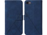 Custodia In Pelle Flip Per Iphone Se 2020 / 8 / 7 / 6S / 6 Custodia Design Portafoglio Con Rilievo, Porta Carte E Supporto Blu