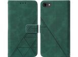 Custodia In Pelle Flip Per Iphone Se 2020 / 8 / 7 / 6S / 6 Custodia Design Portafoglio Con Goffratura, Porta Carte E Supporto Verde