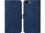 Custodia In Pelle Flip Per Iphone 8 Plus/ 7 Plus/ 6S Plus/ 6 Plus Custodia Design Portafoglio Con Goffratura, Porta Carte E Supporto Blu