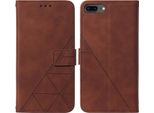 Custodia In Pelle Flip Per Iphone 8 Plus/ 7 Plus/ 6S Plus/ 6 Plus Custodia Design A Portafoglio Con Goffratura, Porta Carte E Supporto Marrone