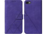 Custodia In Pelle Flip Per Iphone Se 2020 / 8 / 7 / 6S / 6 Custodia Design Portafoglio Con Goffratura, Porta Carte E Supporto Viola
