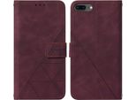 Custodia In Pelle Flip Per Iphone 8 Plus/ 7 Plus/ 6S Plus/ 6 Plus Custodia Design Portafoglio Con Goffratura, Porta Carte E Supporto Rosso