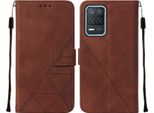 Custodia In Pelle Flip Per Oppo Realme 8 5G / Realme V13 5G / Narzo 30 5G Custodia Design Portafoglio Con Goffratura, Porta Carte E Supporto Brown