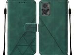Custodia In Pelle Flip Per Motorola Moto E22I / Moto E22 Custodia Con Design A Portafoglio Con Goffratura, Porta Carte E Supporto Verde