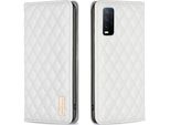 Custodia Vivo Y20, Elegante Custodia In Pelle Flip Portacarte Con Supporto Per Vivo Y20 Bianco