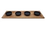 Portacandele Dell'avvento In Mango Con 4 Piastre Per Candele In Nero - Circa 45X15 Cm