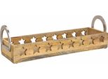 Vassoio Per Candele In Legno Di Mango - Circa 44 Cm - Con Manico In Metallo