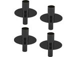 Portacandele A Bottiglia In Metallo Nero - Set Di 4 / 8 Cm - Portacandele Per Candele A Colonna E Candele Da Cena - Portacandele Dell'avvento Di Natale