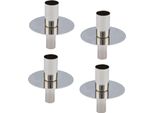 Portacandele A Bottiglia In Metallo Argento - Set Di 4 / 8 Cm - Portacandele Per Candele A Colonna E Candele Da Cena - Portacandele Dell'avvento Di Natale