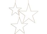 Set Di 3 Stelle In Ferro Da Appendere - 30 Cm, 40 Cm, 50 Cm - Colore: Oro