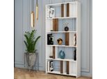 Skye Decor, Lima - White, Walnut, Libreria, Bianca, 100 % Melamin Coated Slipboard, 90 X 20 X 180 Cm