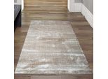 Tappeto Da Salotto Moderno Di Design A Tinta Unita In Beige Dimensioni - 80 X 150 Cm