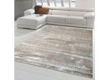 Tappeto Da Salotto Moderno Di Design A Tinta Unita In Beige Dimensioni - 60 X 110 Cm