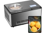 KLAMER 2-in-1 Eismaschine & Joghurtbereiter 2 L, 180 W Eiscrememaschine aus Edelstahl mit Kühl- und Heizfunktion, hausgemachtes Speiseeis mit selbstkühlendem Kompressor