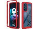 Motorola Edge 30 Case, Hybrid Trasparente Posteriore Robusto Tpu Bumper Antiscivolo Custodia Protettiva Per Motorola Edge 30 Rosso