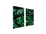 Piastre Copri Fornelli 2 Pezzi 75X52 Copri Piano Cottura In Ceramica Tagliere In Vetro Monstera Verde