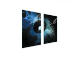 Piastre Copri Fornelli 2 Pezzi 75X52 Copri Piano Cottura In Ceramica Tagliere In Vetro Ufo Blu