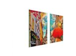 Piastre Copri Fornelli 2 Pezzi 75X52 Copri Piano Cottura In Ceramica Tagliere In Vetro Parigi Colorato