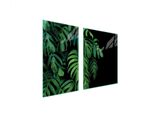 Piastre Copri Fornelli 2 Pezzi 100X52 Ceramica Copri Piano Cottura Vetro Tagliere Fogliame Verde