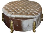 Casa Padrino Sgabello Rotondo Barocco Enorme In Oro Con Pietre Scintillanti Diametro 107 Cm - Mobili Per Hotel - Edizione Limitata
