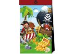 Procos 94156 - Sacchetti Per Feste Isola Dei Pirati, 4 Pezzi, Mix, Sacchetti Di Carta, Compleanno, Festa A Tema