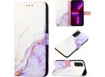 Redmi Note 11S Case, Marble Motifpoliuretanoleather Case Wallet Card Holder Con Funzione Stand Flip Cover Per Xiaomi Redmi Note 11S / Note11 4G White Purple