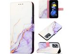 Xiaomi Poco X4 Gt 5G Case, Custodia In Finto Cuoio Con Motivo A Marmi, Tasche Per Carte, Stand Case Per Xiaomi Poco X4 Gt 5G Bianco Viola