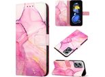 Xiaomi Poco X4 Gt 5G Case, Custodia In Finto Cuoio Con Motivo A Marmi, Tasche Per Carte, Stand Case Per Xiaomi Poco X4 Gt 5G Rosa